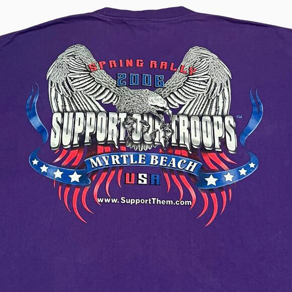 Vintage Harley Rally 2006 Support Our Troops Long Sleeve T-shirt Myrtle Beach LG - Picture 2 of 10